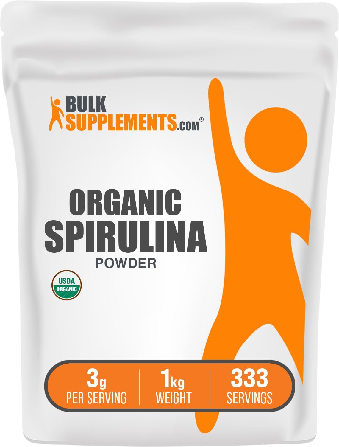 BulkSupplements.com Organic Spirulina Powder – Superfood, Green Spirulina Powder, Herbal Supplement – Vegan-Friendly, 3g per Serving, 1kg (2.2 lbs) (Pack of 1)