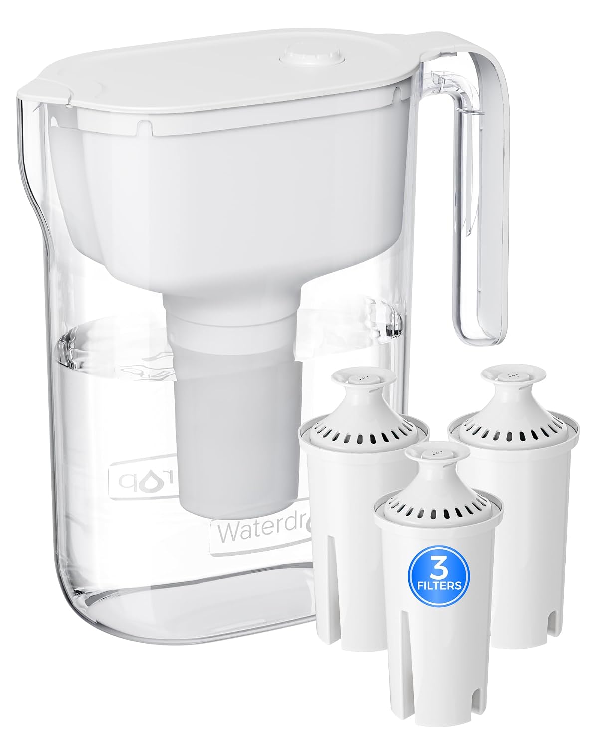 Waterdrop PT-11W 7-Cup Water Filter Pitcher with 3 Filters, White