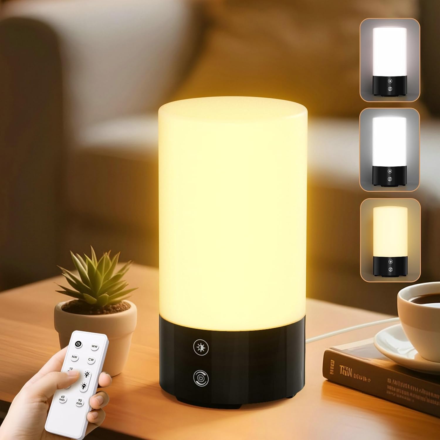 Bakzon Light Therapy Lamp 10,000 Lux UV-Free Sun Lamp, Full Spectrum 98 CRI Ra98 Flicker-Free, 3 Color Temperatures, 4 Brightness Levels, Timer, Memory & Remote – 360° Sunlight Lamp for Home Office