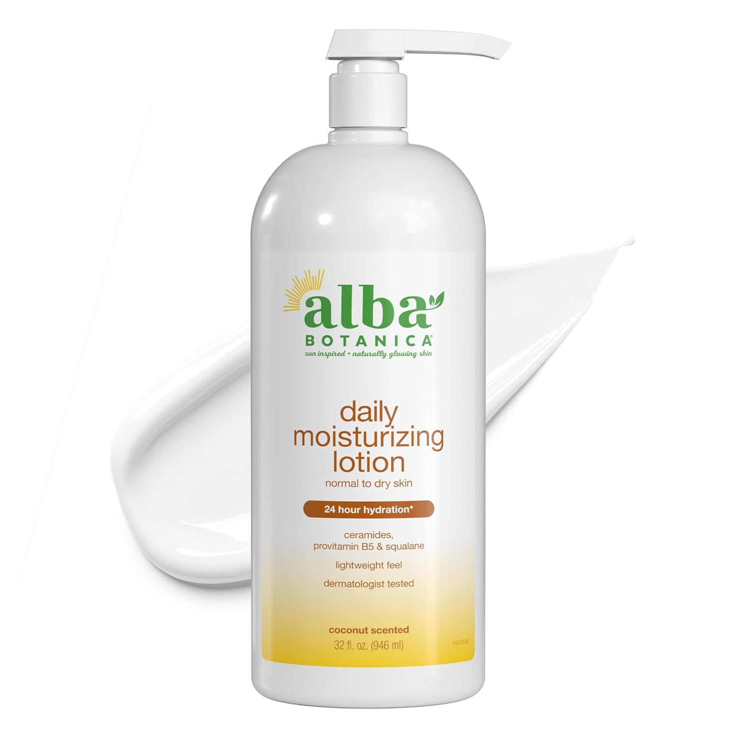 Alba Botanica Daily Moisturizing Lotion, Dry to Very Dry Skin, with Shea Butter and Coconut Oil, 32 Oz (Packaging May Vary)