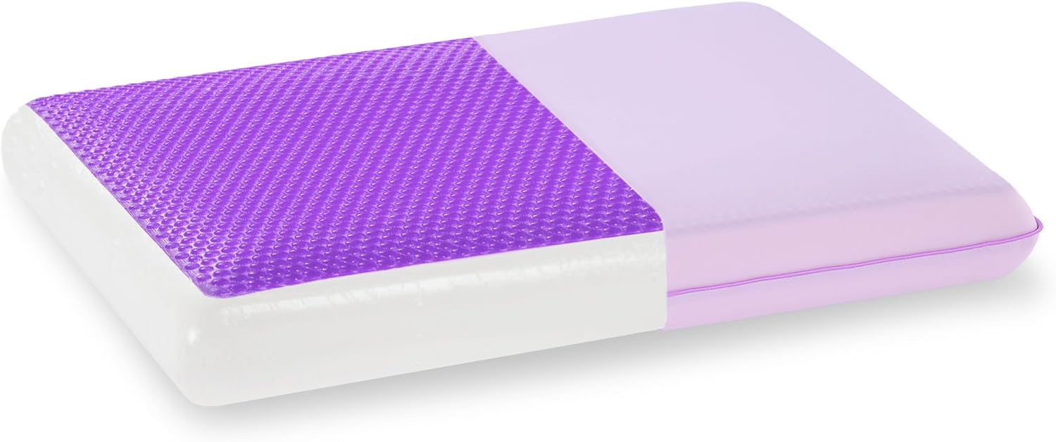 Purple Cooling Gel Memory Foam Pillow with Reversible Design, Standard Size