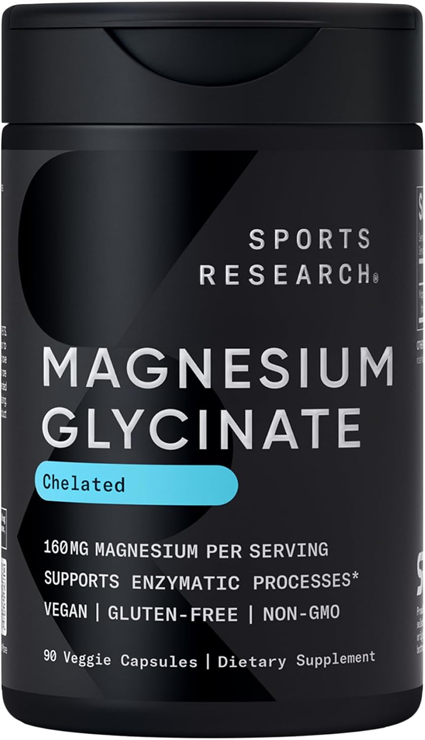 Sports Research® Magnesium Glycinate 160mg, 90 Veggie Capules