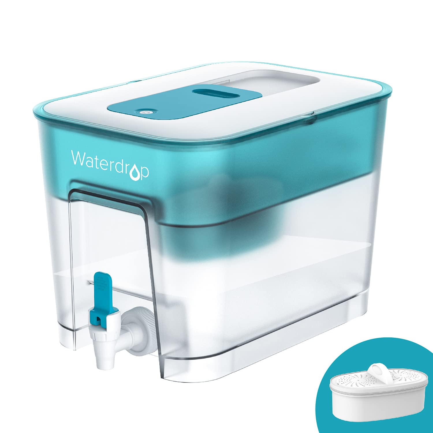 Waterdrop WFD-22B Large Water Filter Dispenser, 40-Cup Capacity, Turquoise