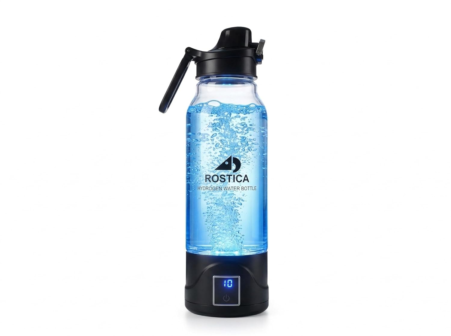 Hydrogen Water Bottle, 34 oz Borosilicate Glass, SPE/PEM
