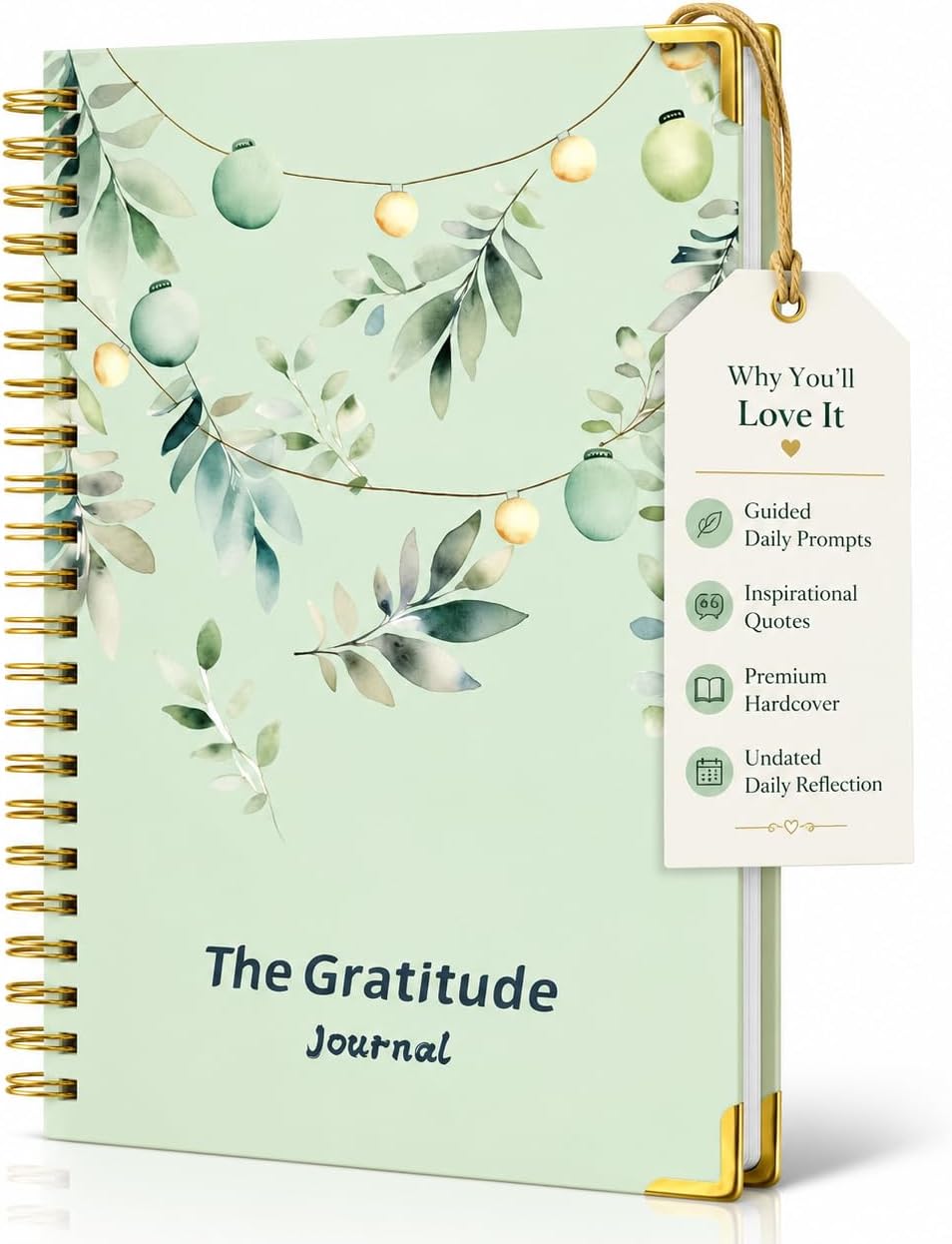 Gratitude Journal Hardcover,Colorful Layout Design for Women,Men,Teens, 5 Miunte Daily Gratitude Journal with Prompts for More Happiness, Mindfulness & Reflection, Daily Affirmations Spiral Bindding