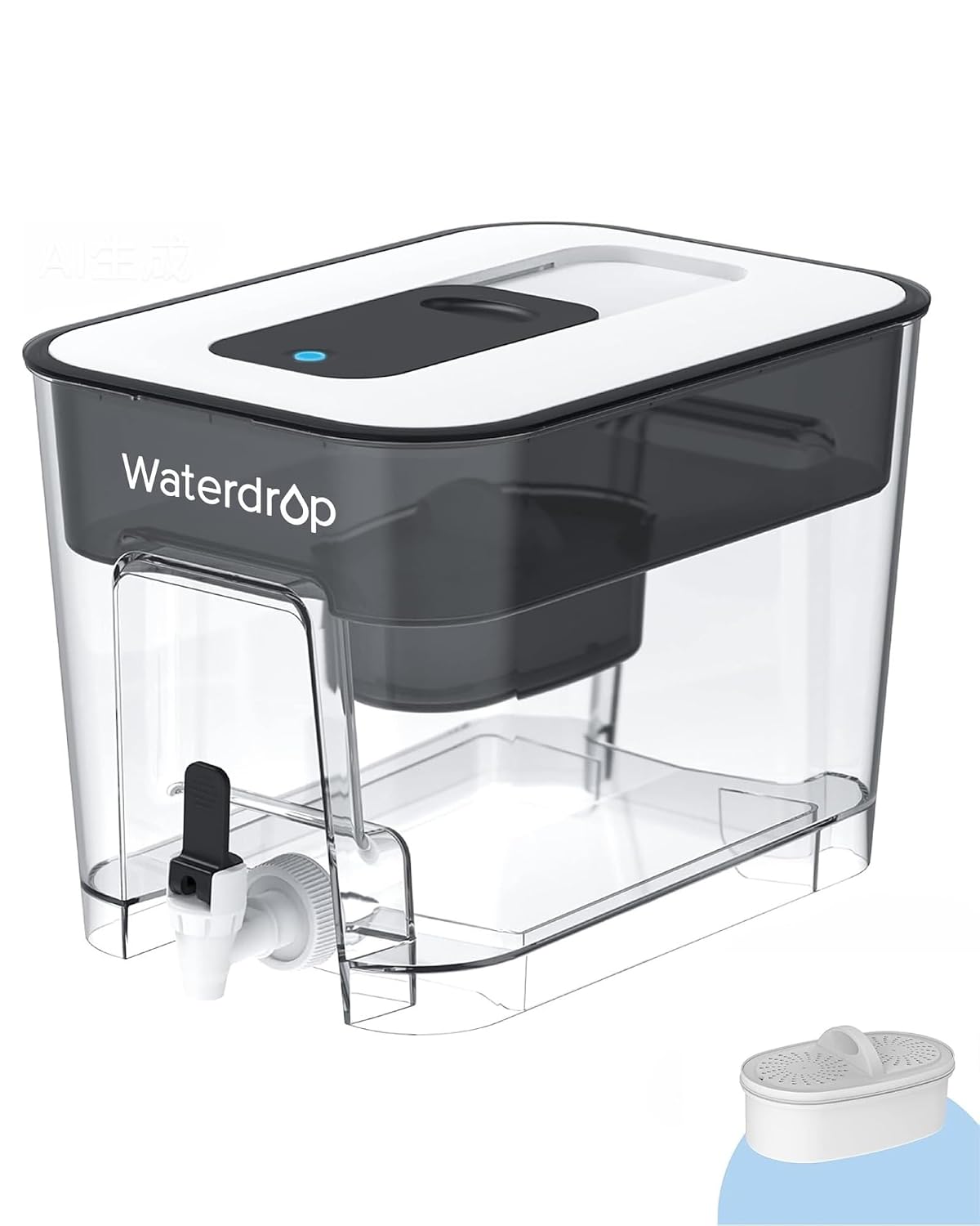 Waterdrop WFD-22L Large Water Filter Dispenser, 40-Cup Capacity, Black