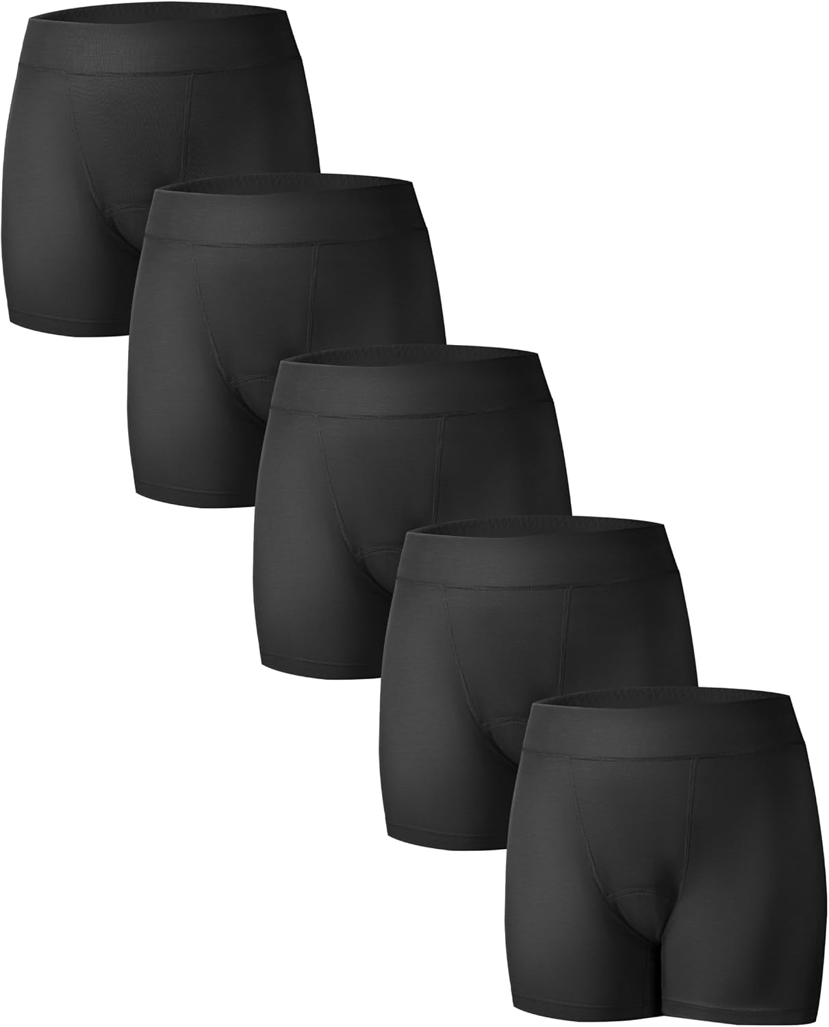 TIICHOO Womens Incontinence Underwear Period Shorts Washable LeakProof Boyshorts 5 Pack (L,Black)