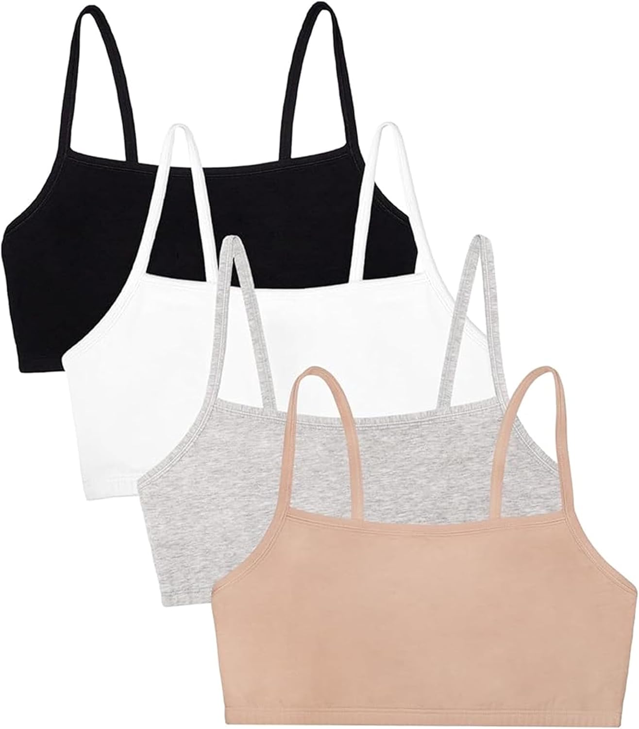 Fruit of the Loom Women’s Spaghetti Strap Cotton Cami Sports Bra Multi-Pack