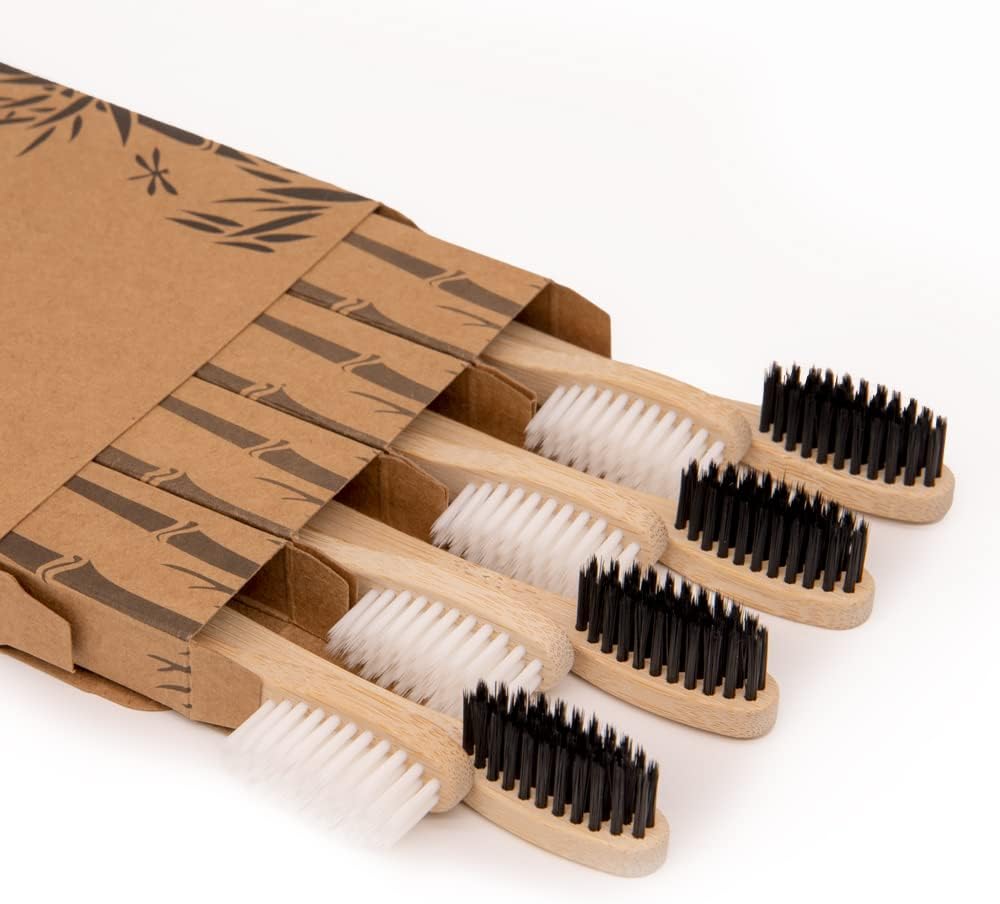 Virgin Forest Bamboo Toothbrushes 8pk, Soft BPA Free Adults Kids | Gentle bamboo toothbrushes designed for adults and kids