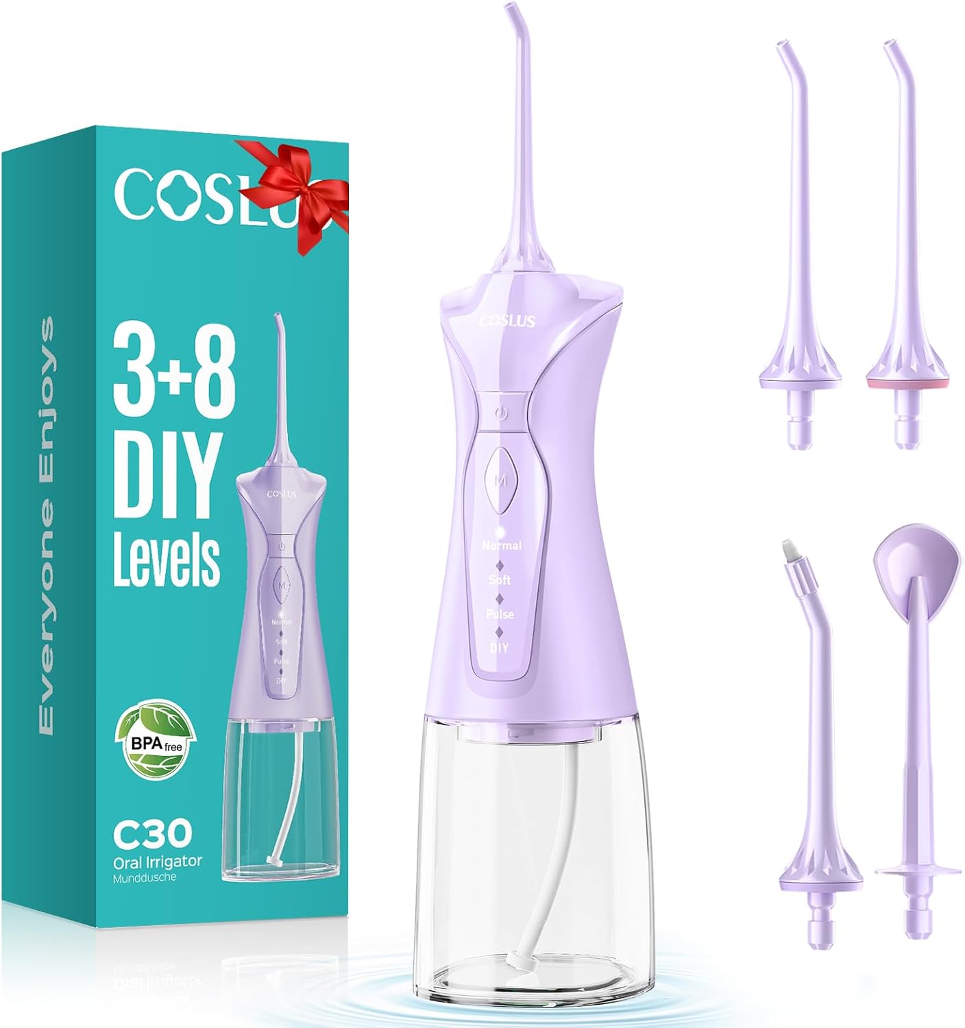 COSLUS C30 Portable Water Dental Flosser Pick Teeth, Upgraded DIY Mode