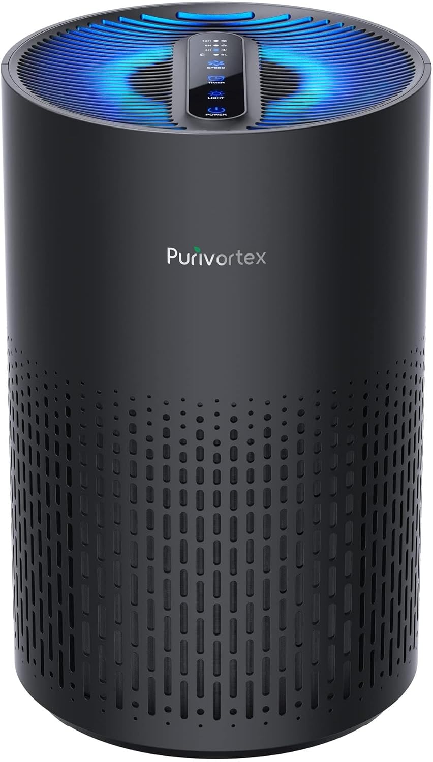 Purivortex Air Purifiers for Bedroom, Covers Up to 880 Sq Ft, PX500 Black | Quiet Air Purifier with HEPA Filter for Pollen, Smoke, Dust, Pet Dander, Odor, Hair, Ozone Free