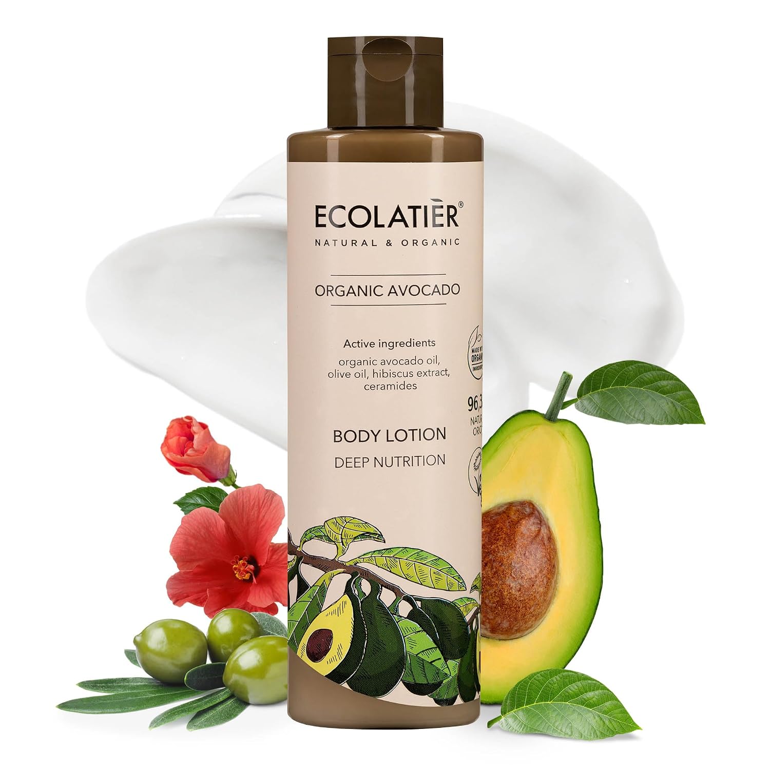 Body Lotion with Organic Avocado – Deep Nutrition, 96.3% Natural, Vegan Moisturizer with Avocado & Olive Oils, Hydrating Lotion for Dry Skin, 8.5 Fl Oz – ECOLATIER