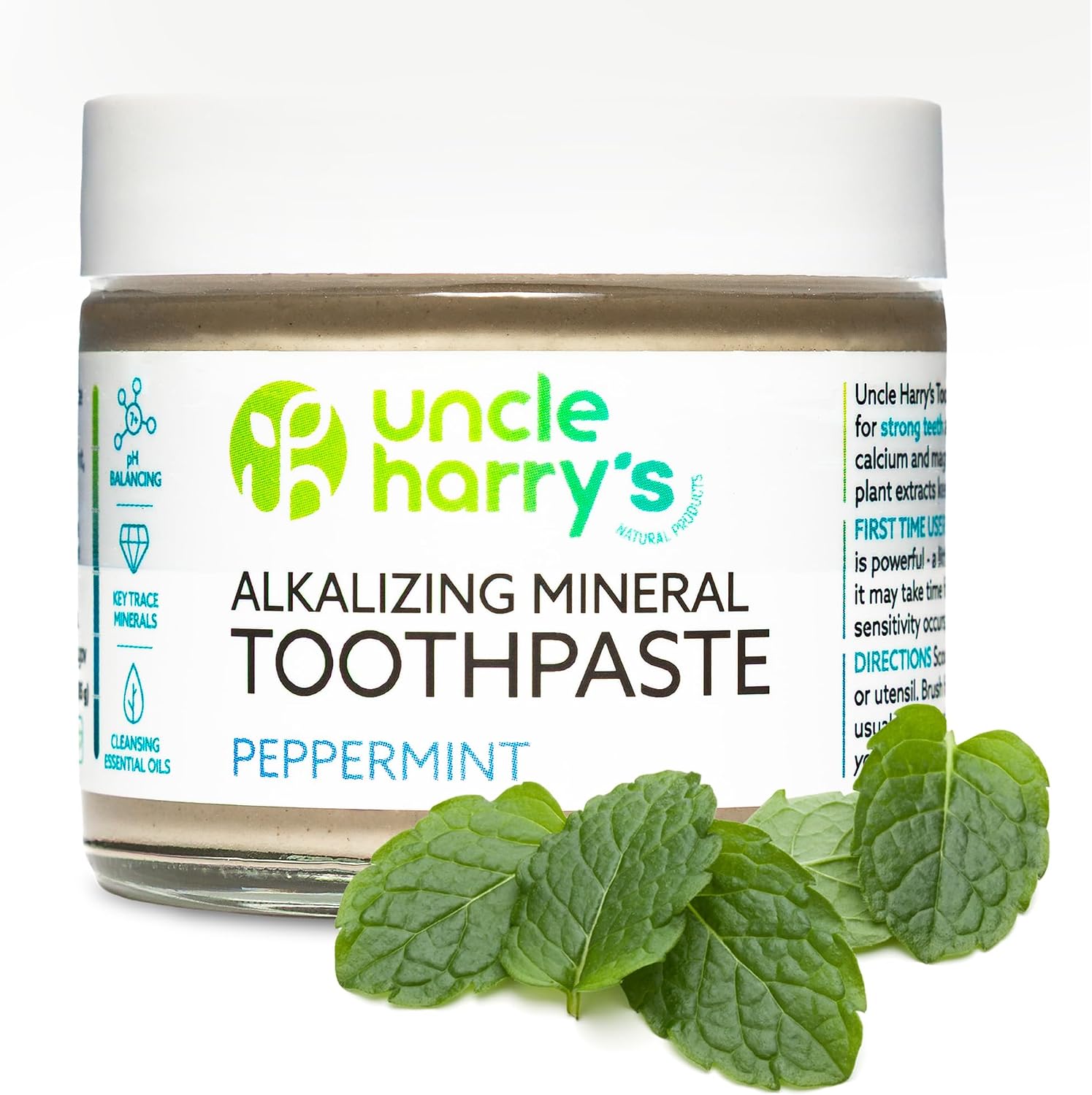 Uncle Harry’s Peppermint Remineralizing Toothpaste | Natural Whitening Tooth Paste Freshens Breath & Promotes Enamel | Vegan Fluoride Free Toothpaste