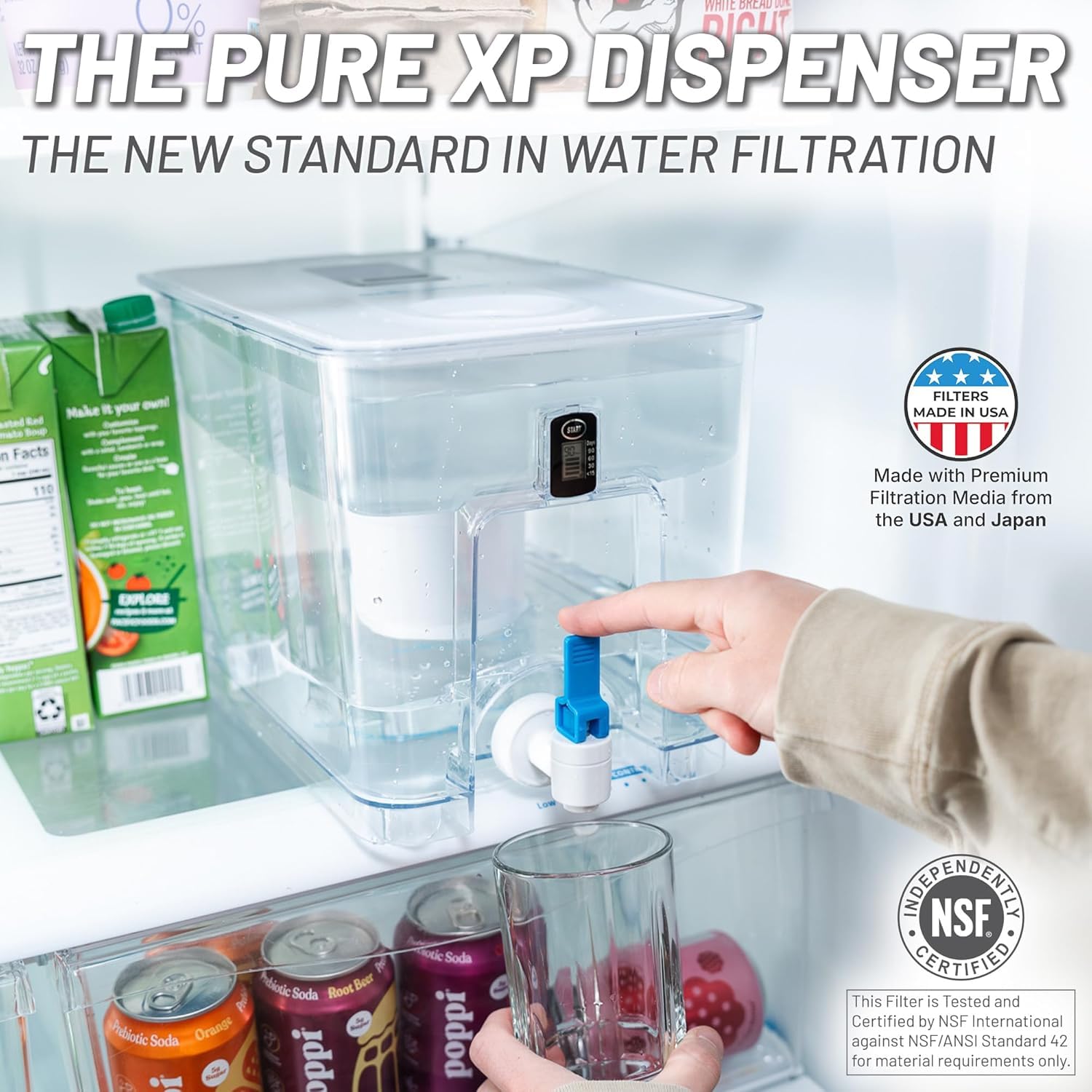 Epic Pure XP Water Filter Dispenser with Advanced CoreXchange™ Filter. 36 Cup 100 Gallon Made in USA Filter. NSF Certified | Removes PFAS, Lead, Chlorine & More | BPA-Free |
