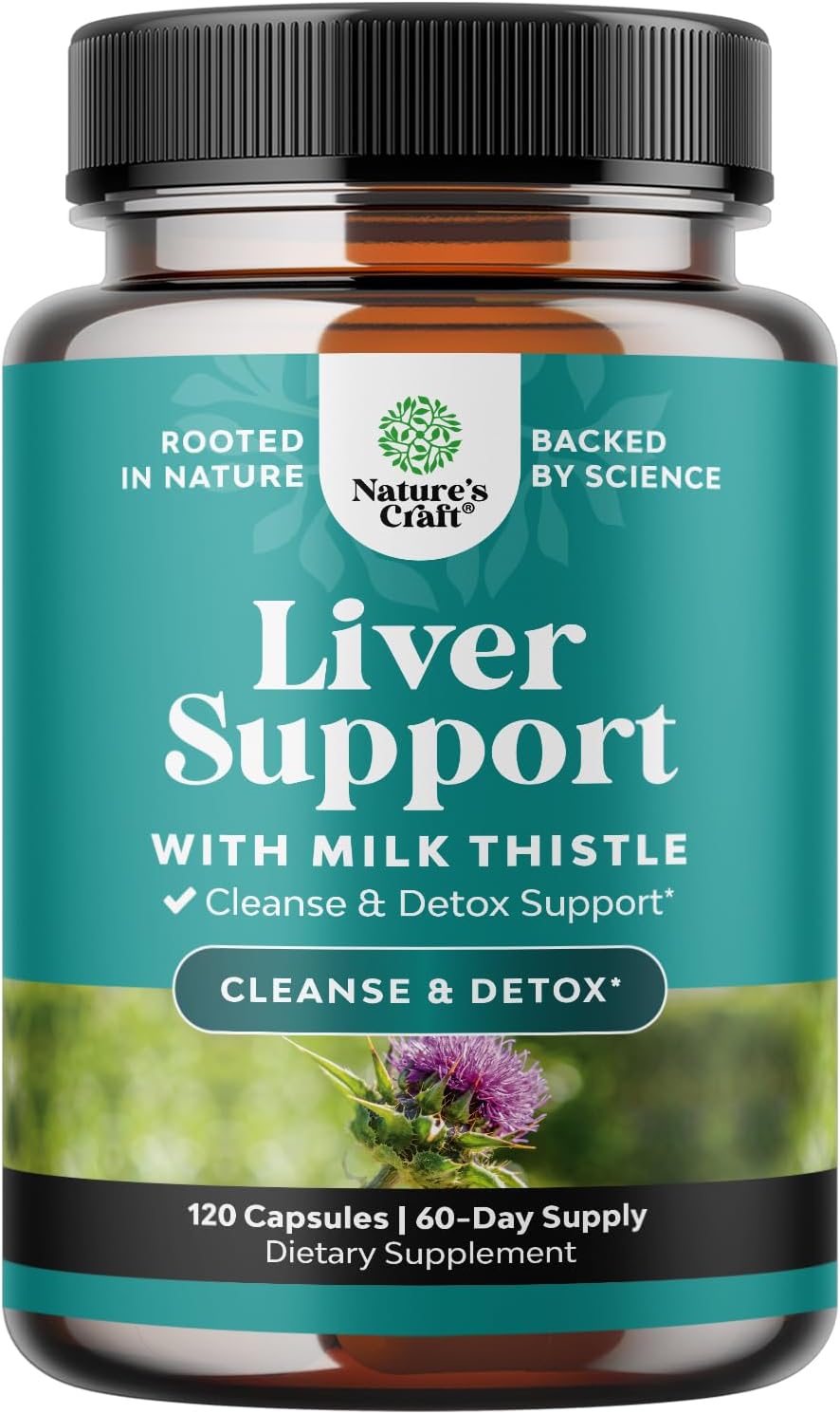 Liver Cleanse Support – Milk Thistle Supplement with Choline – 120 Count