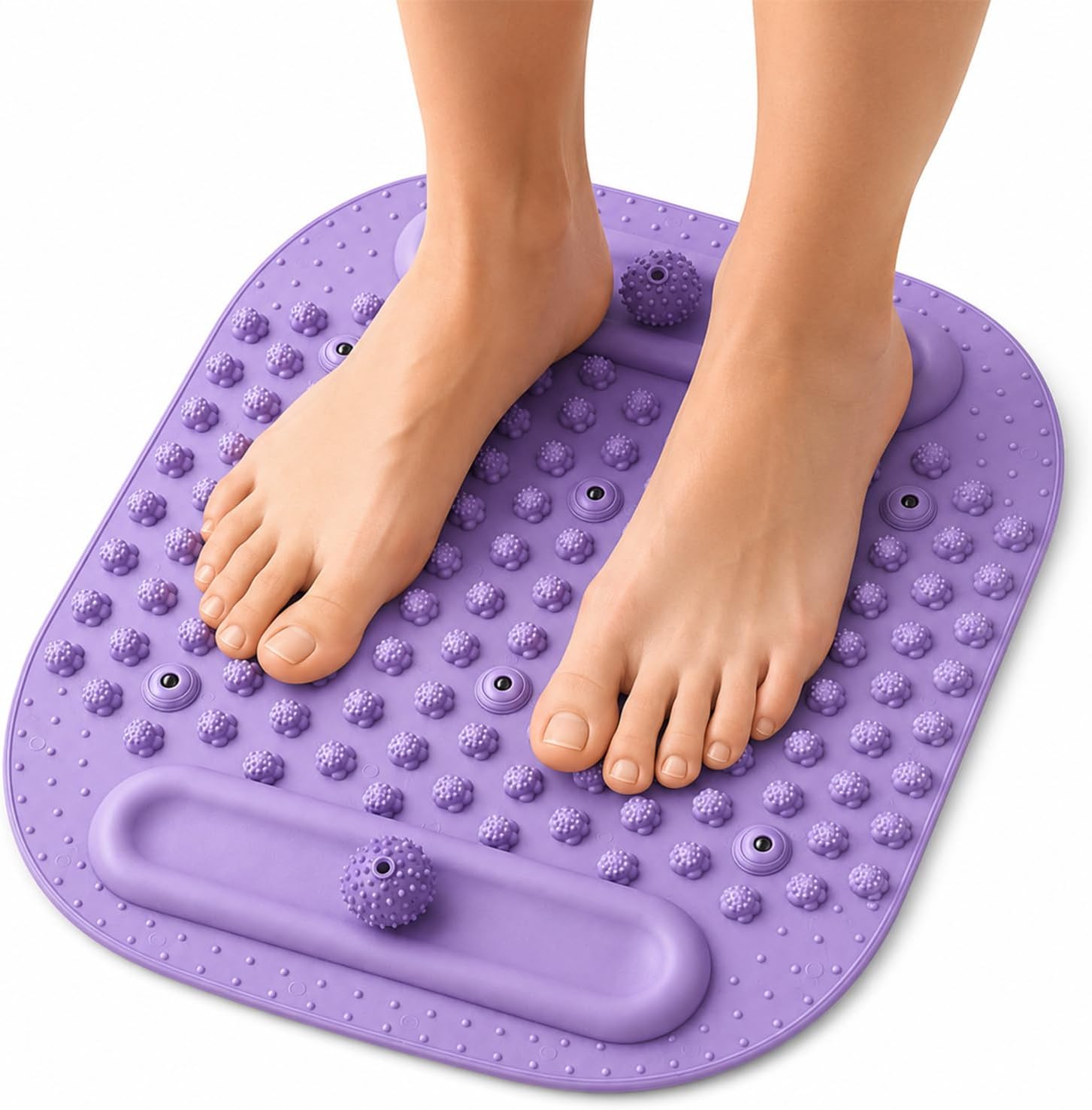 Acupressure Mat for Feet, Foot Massage Mat with Pressure Point Nodes, Reflexology Foot Mat for Home Office, Acupuncture Mat for Foot Relaxation and Daily Foot Massage (Purple)
