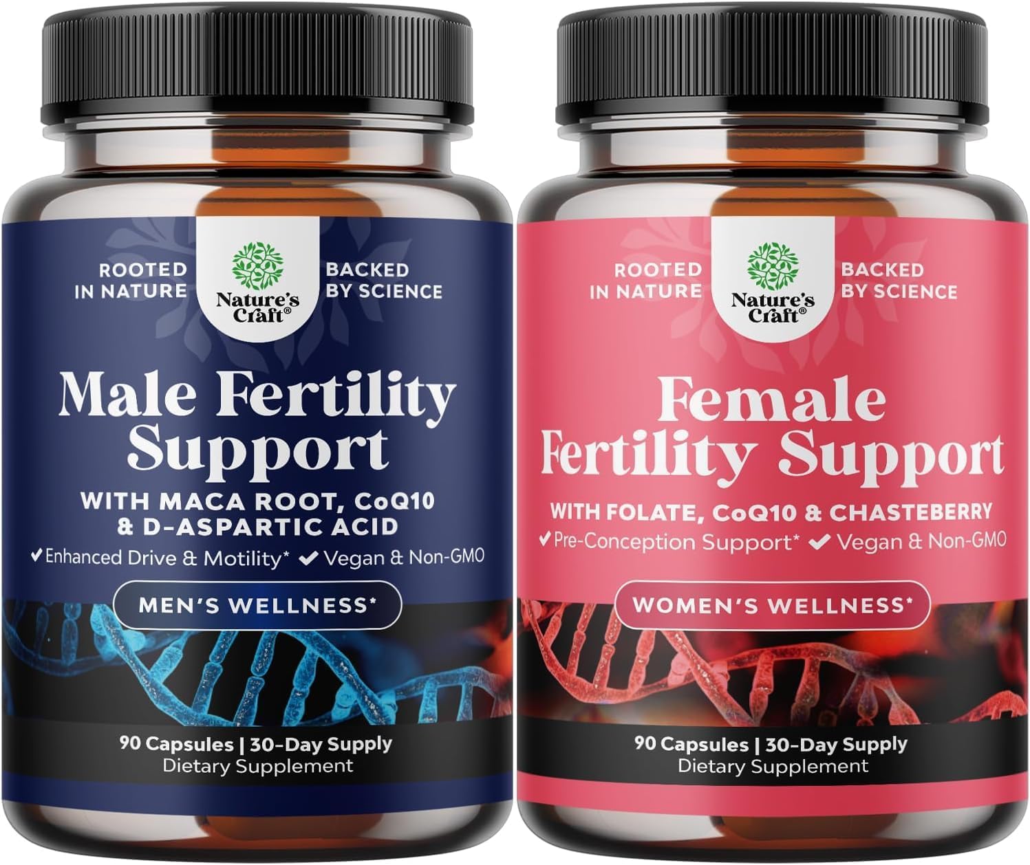 Fertility Supplements for Women & Men – Prenatal Vitamins Bundle with COq10, Folic Acid, Choline, Zinc, D-Aspartic Acid – Hormonal Balance for Conception for Her & Him – Pre Natal Multivitamin – 90 Ct | Conception fertility prenatal vitamins with w CoQ10, folic acid, choline, zinc & D-aspartic acid, 90 ct bundle