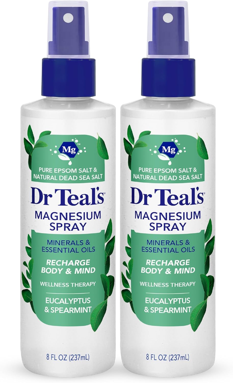 Dr Teal’s Magnesium Eucalyptus Spray with Natural Dead Sea Salt, 8 fl oz (Pack of 2)