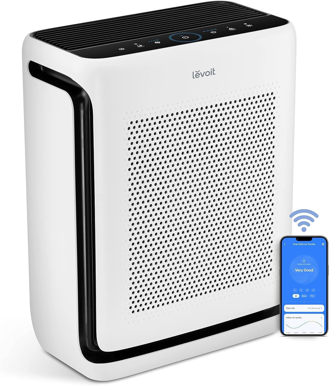 LEVOIT Smart Air Purifier for Home Pets Room up to 1875 ft Vital 200S-P | For Quiet Bedroom at 27dB, AHAM VERIFIDE, Air Quality Monitor, HEPA Sleep Mode for Allergies, Pet Hair and dander, White