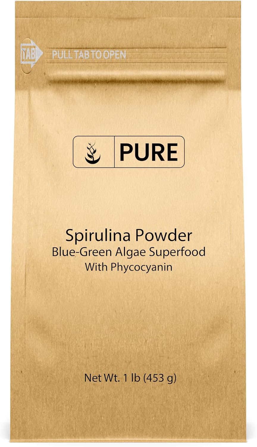 PURE ORIGINAL INGREDIENTS Spirulina Powder (1 lb) Green Algae Superfood with Phycocyanin