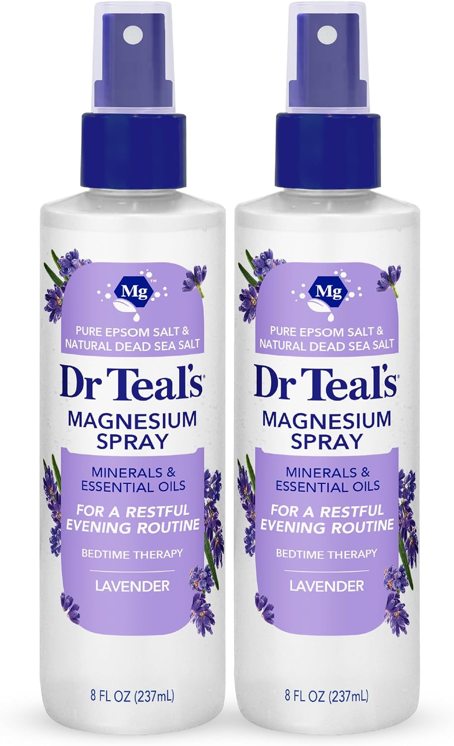 Dr Teal’s Magnesium Lavender Spray with Natural Dead Sea Salt, 8 fl oz (Pack of 2)