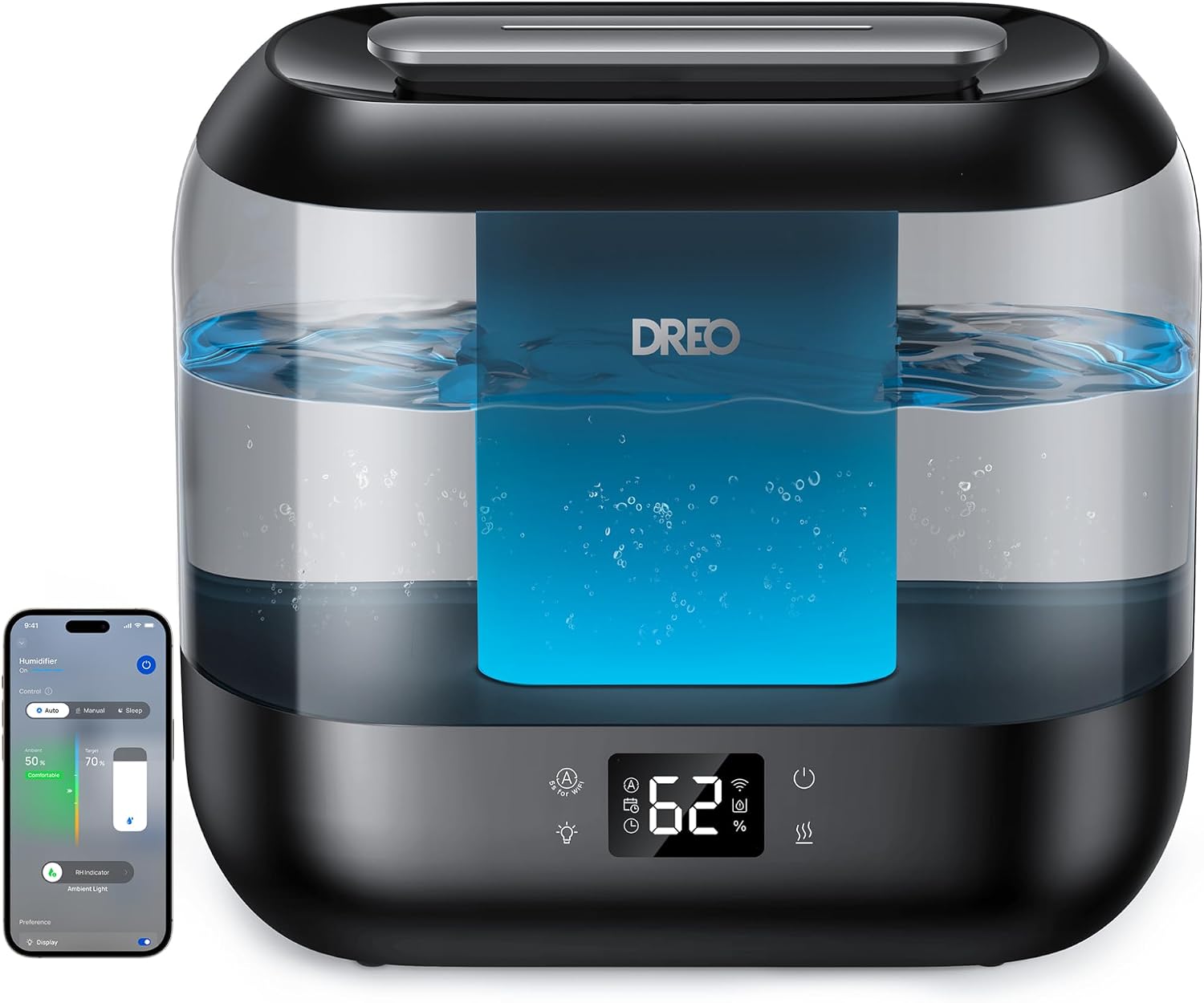DREO Smart Humidifiers for Bedroom, 4L Cool Mist Humidifier