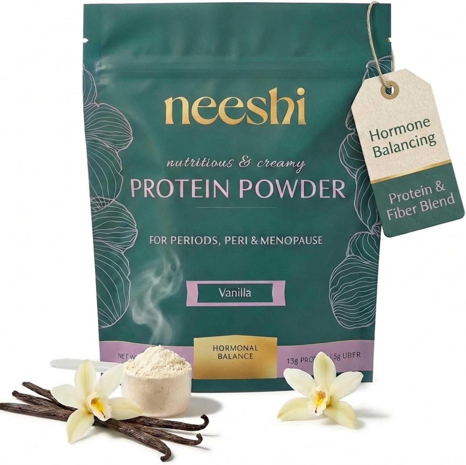 Hormone Balance Protein Powder and Fiber Blend, Vanilla, 7 Servings | Plant-Based Protein & Fiber Blend, Supports Hormonal Wellness, PMS & Menopause Support, Vegan, Gluten & Dairy-Free