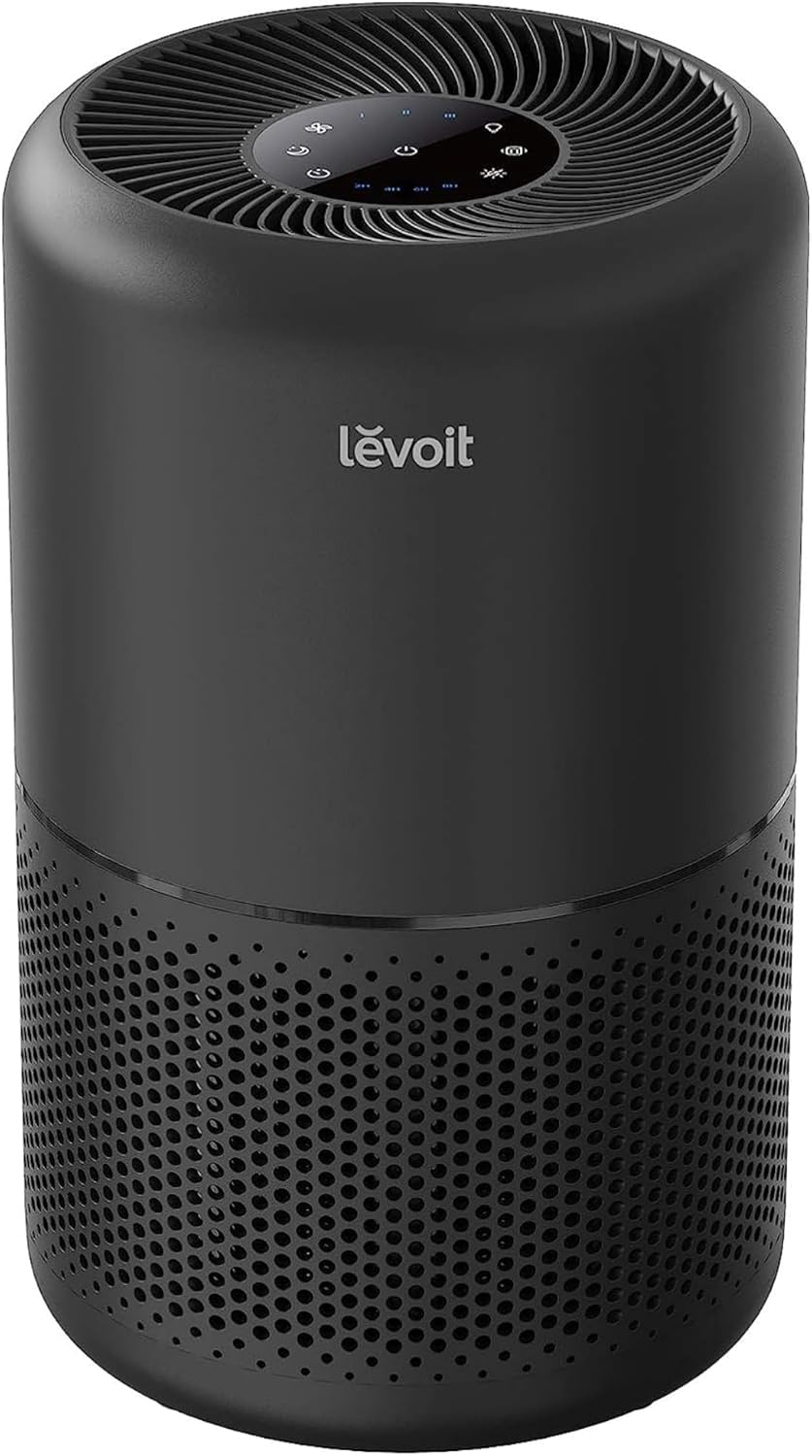 Levoit Air Purifier for Home Pets Hair Allergies in Bedroom Quiet Purifiers | Covers Up to 1073 ft², 3-in-1 Filter with HEPA Sleep Mode, Remove Dust Pollen Smoke Pet Odor, AHAM VERIFIDE, Core300-P, Black