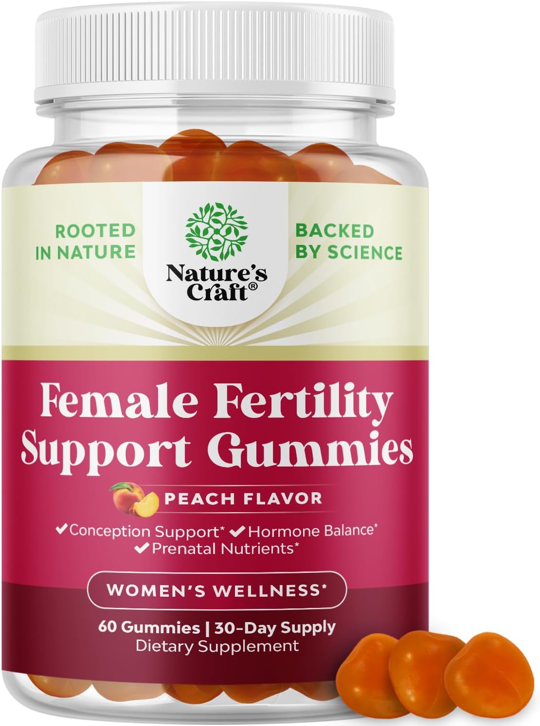 Fertility Gummies Supplements for Women Trying to Conceive – 60ct | Fertility gummies for women – with myo-inositol, folic acid & vitex chasteberry to support conception for her