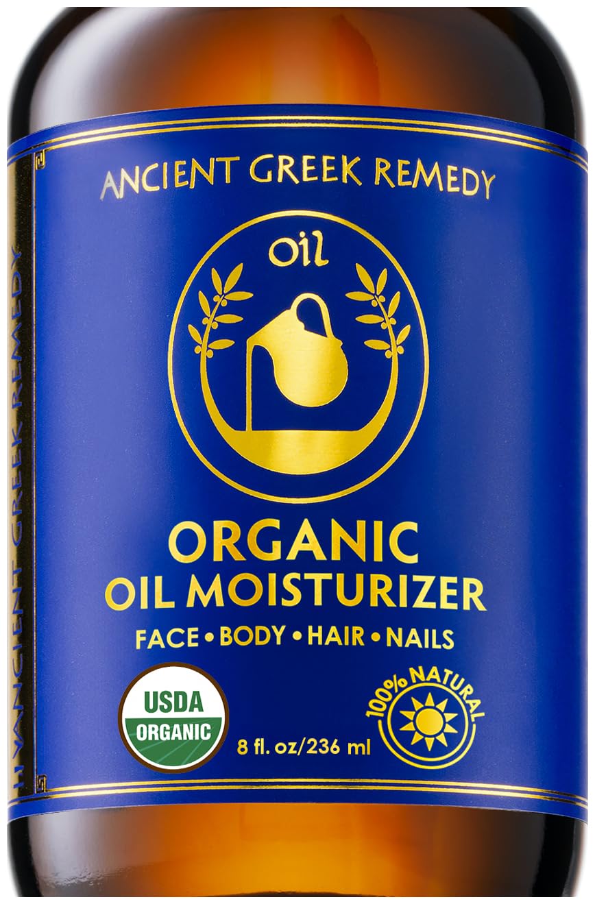 Organic Body & Face Oil for Dry Skin, Natural After Shower Moisturizer 8oz | Hydrating Cold Pressed Blend of Almond, Olive, Jojoba, Rosehip, Vitamin E & Lavender Oils, Scented Facial & Body Oil