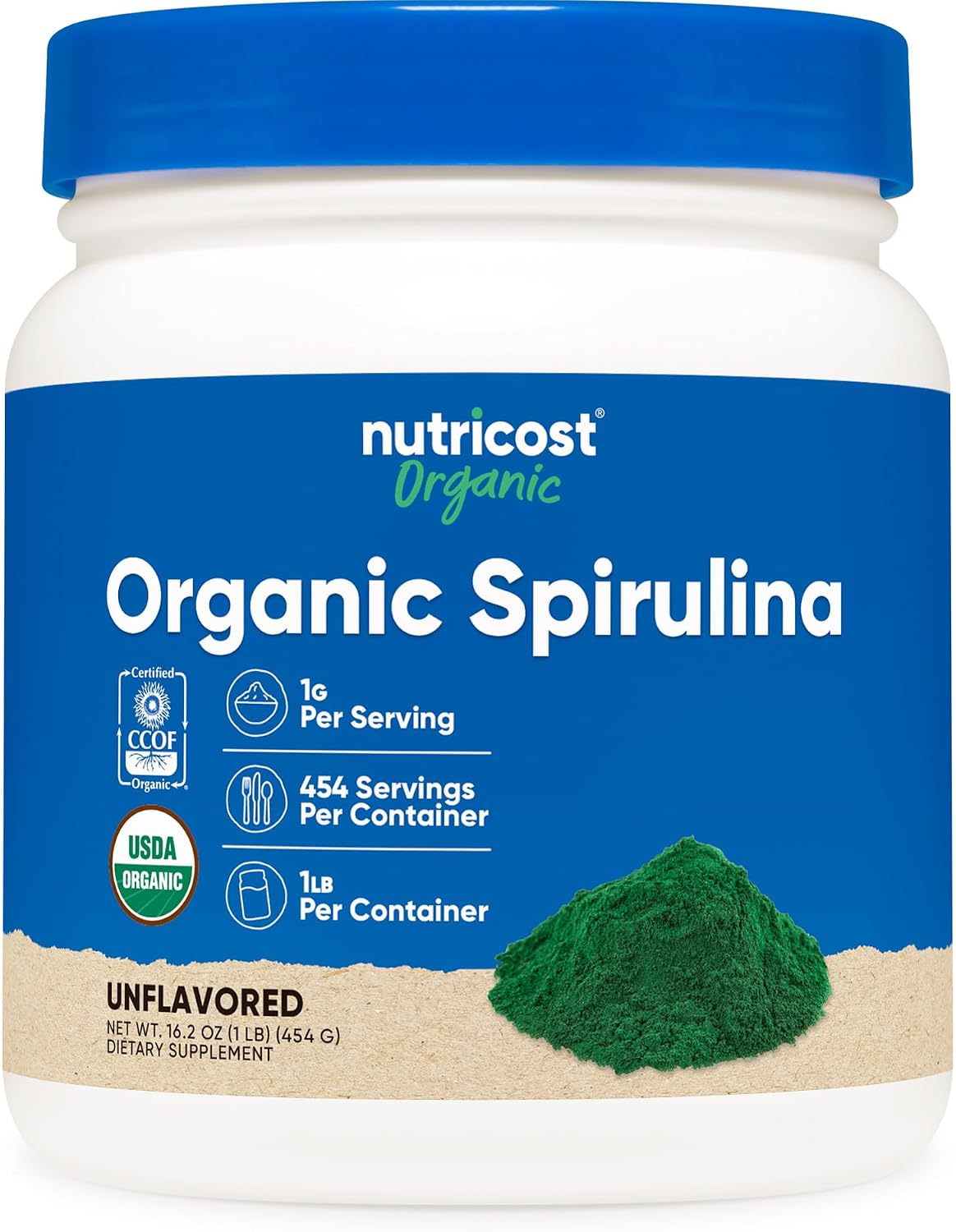 Nutricost Organic Spirulina Powder (1LB) 454 Grams, Pure, Vegan