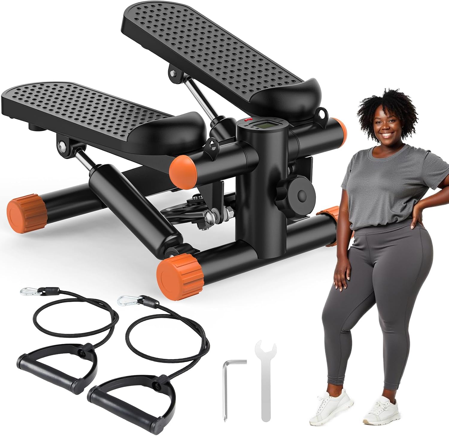 OLIXIS Stepper Machine with Resistance Bands – Mini Stair Stepper for Home Exercise, Portable Weight Loss & Full Body Workout Equipment