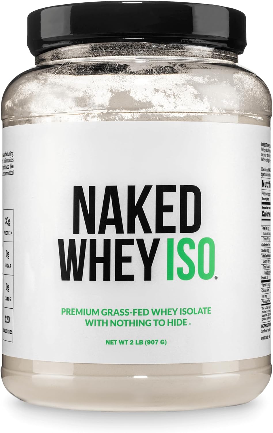 NAKED Whey Isolate Protein – Only 2 Ingredients, 30g Grass-Fed Protein, Zero Carb, Unflavored, Undenatured, Non-GMO, No Soy, Gluten-Free, No Preservatives – 28 Servings
