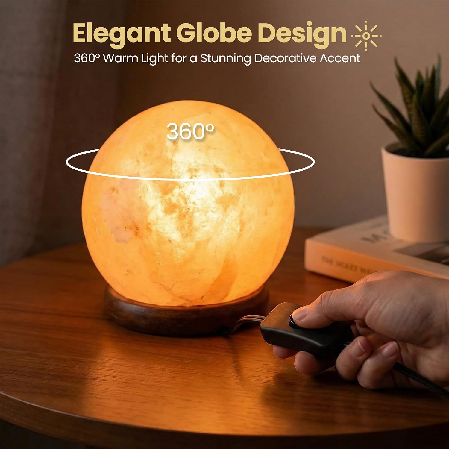 Himalayan Salt Lamp, Globe Shape, 6 Inch, with Dimmer