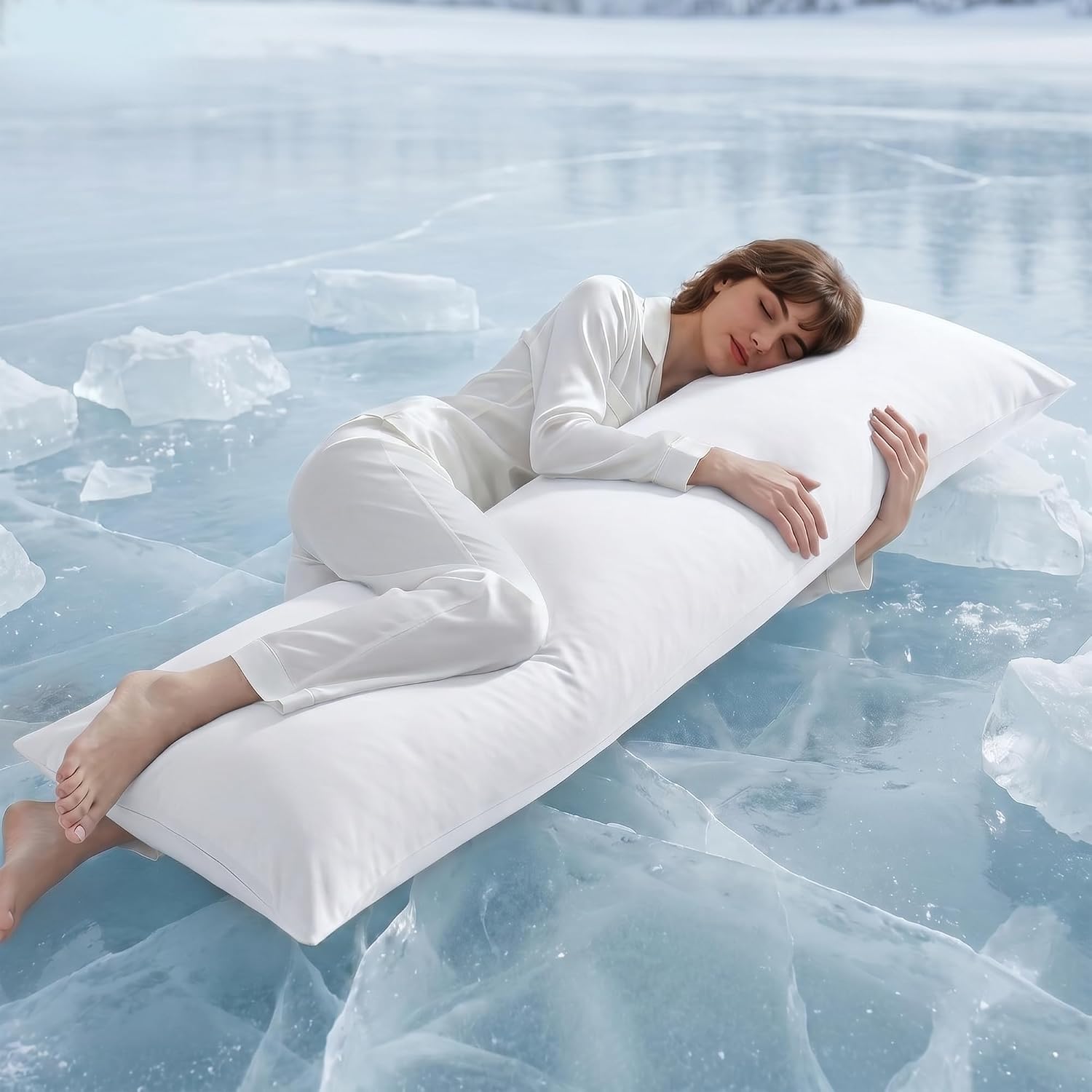 Madison Park Cooling Body Pillow for Side Sleeper & Adult 20″x 54″ White