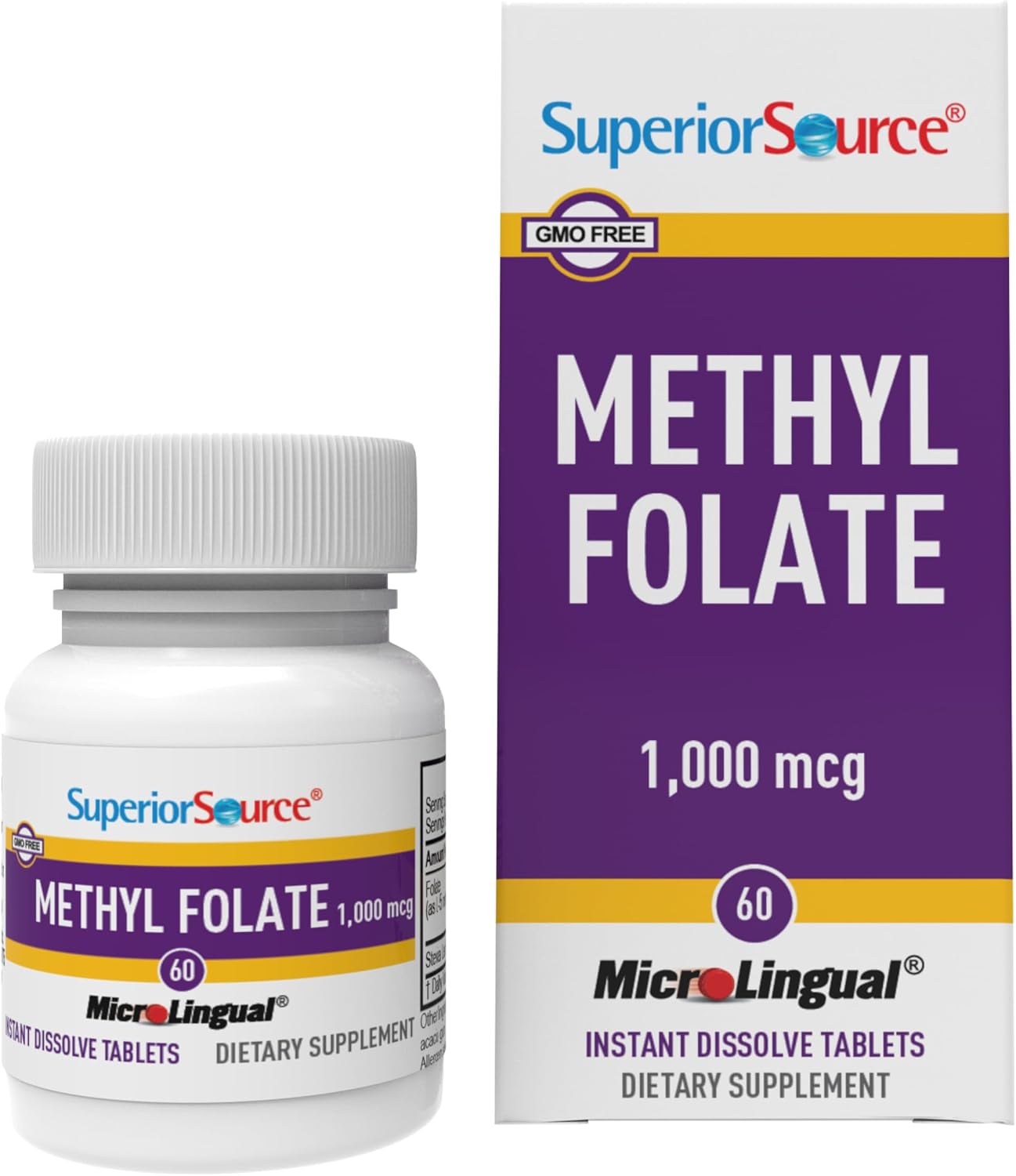 Superior Source Methyl Folate 1,000 mcg, 60 Sublingual Tablets