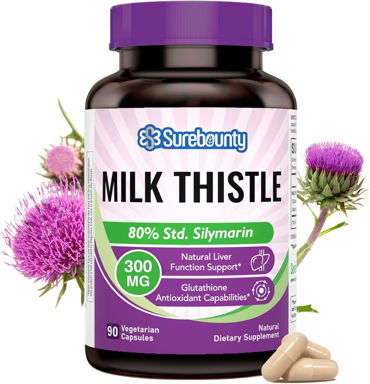 Milk Thistle, 300 mg, Concentrated Seed Extract with 80% Silymarin, Liver Cleanse Detox for Men + Women, Once Daily, 90 Veggie Caps