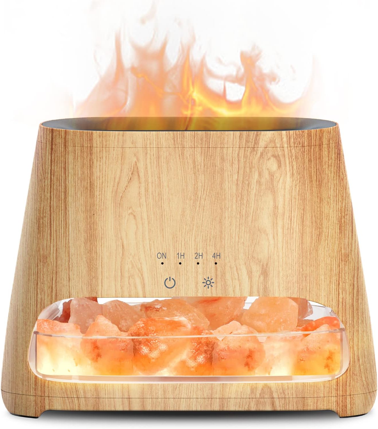SALKING 2-in-1 Essential Oil Diffuser for Home & Himalayan Salt Lamp, 150ml | Ultrasonic Aromatherapy Diffuser, Cool Mist Humidifier with Auto Shut-Off, 100% Pure Himalayan Pink Salt Rock, Wooden Grain