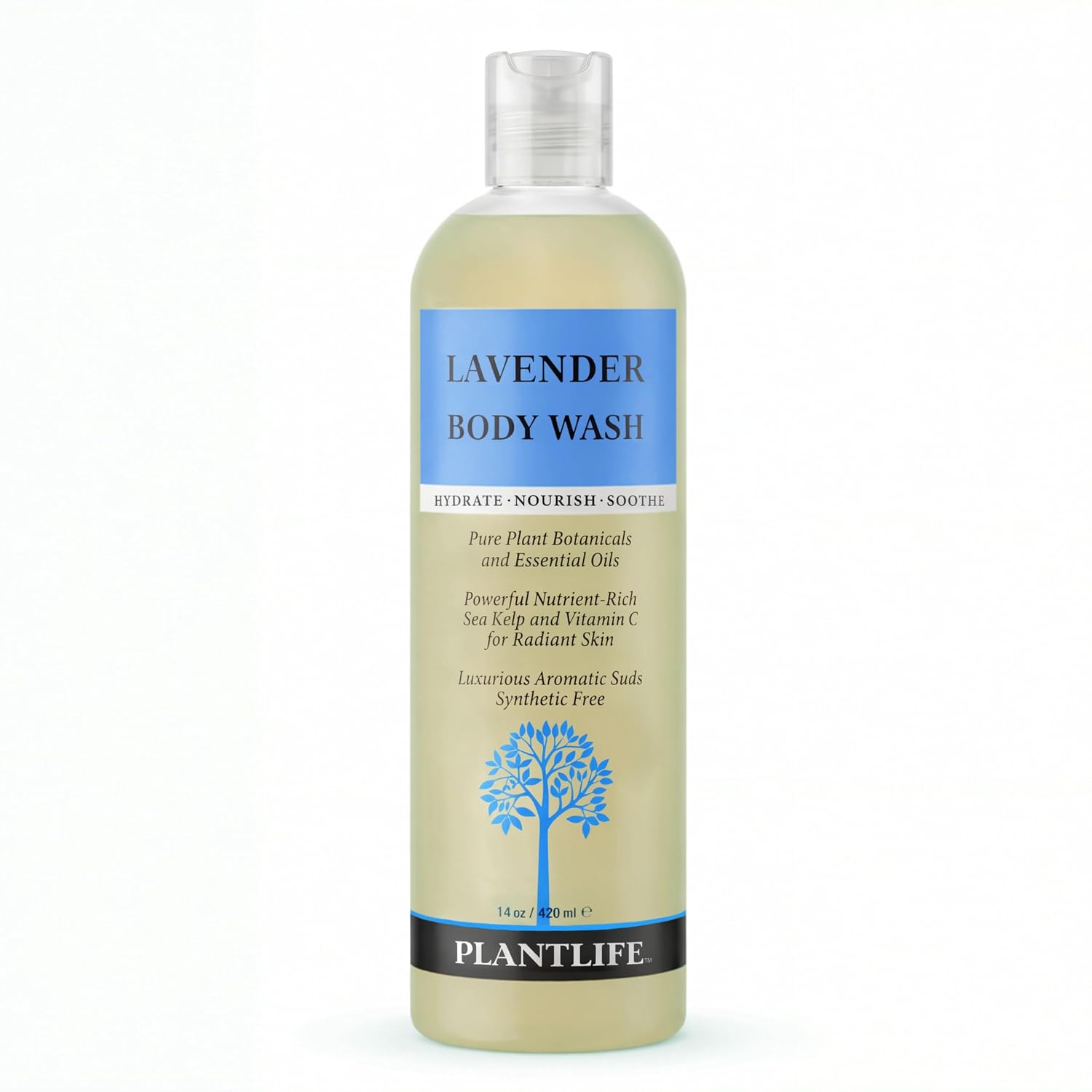 Plantlife Lavender Natural Body Wash, Sulfate-Free, Gluten-Free, 14 oz