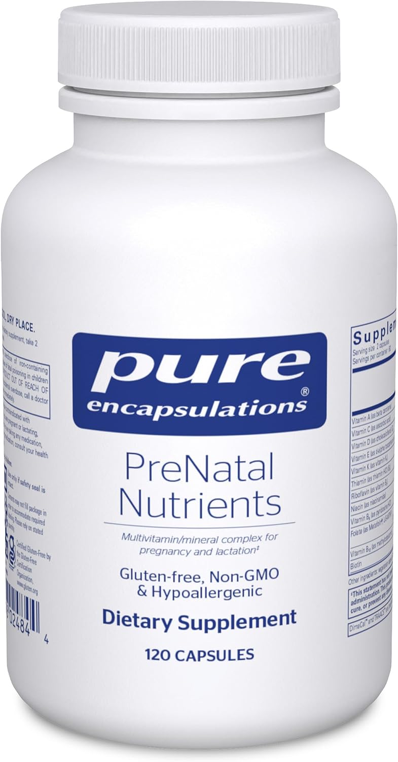 Pure Encapsulations PreNatal Nutrients, 120 Capsules | For Pregnancy and Lactation, Aids Energy and DNA Development*, with Folate, Choline and Iron, Gluten-Free and Non-GMO