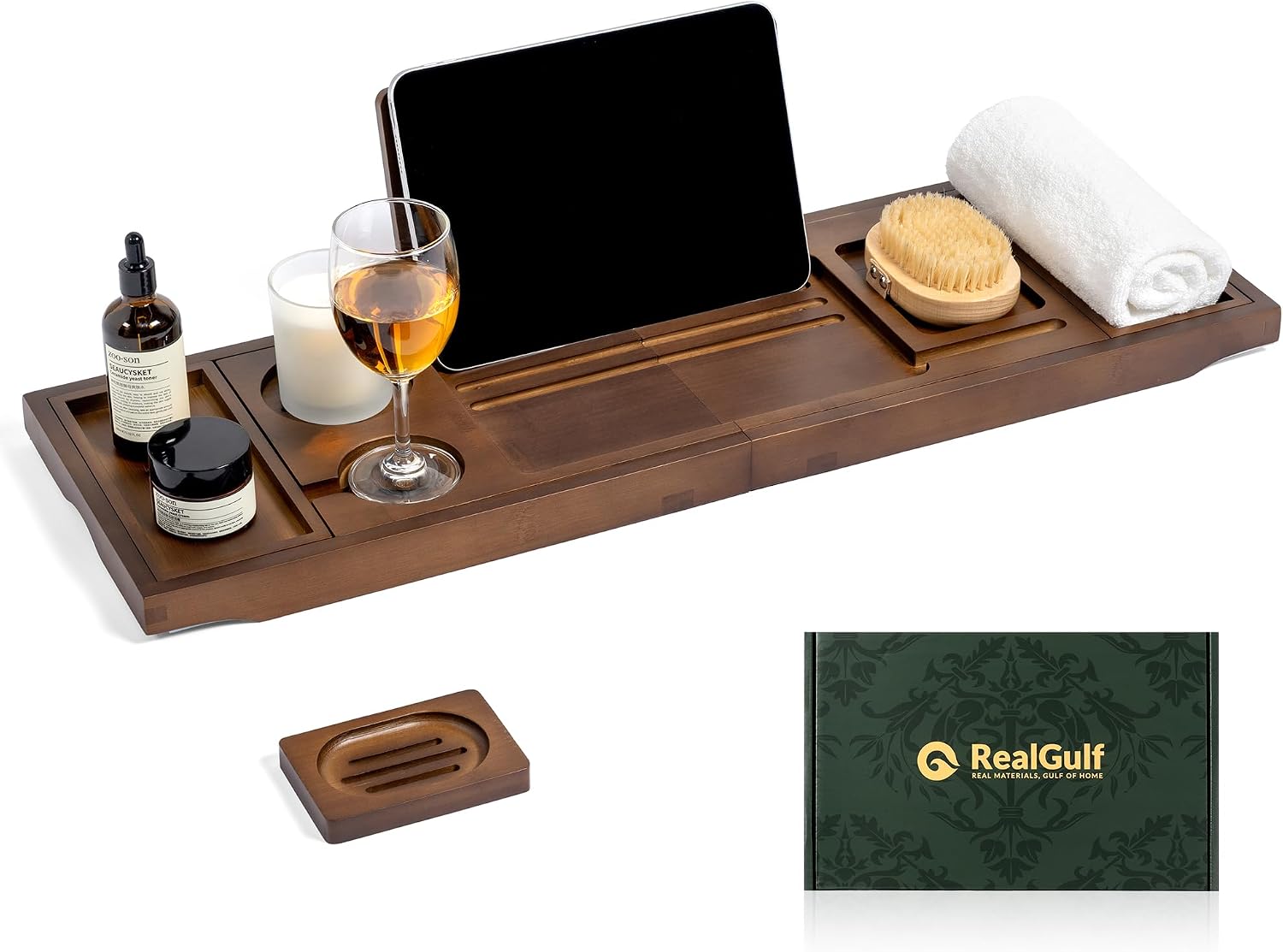 Bamboo Bathtub Tray, Brown Bath Caddy