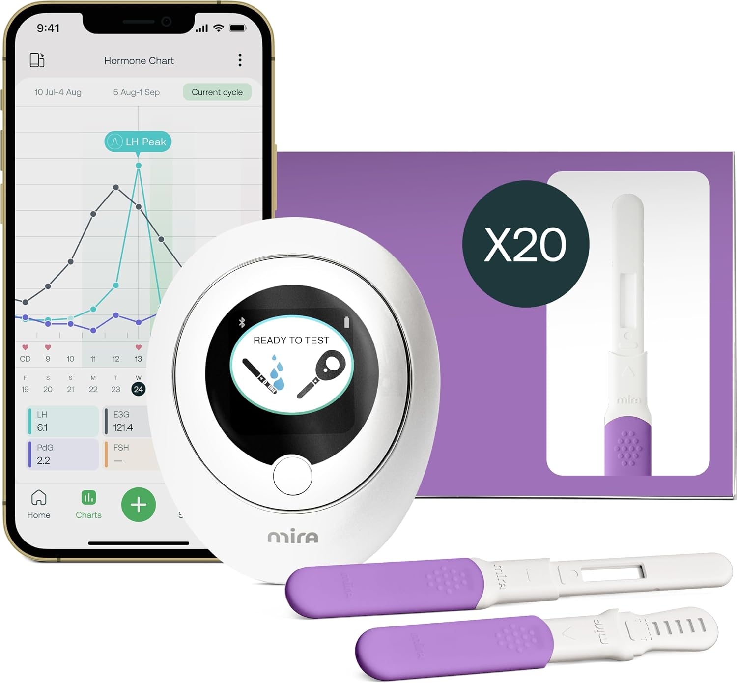 Mira Fertility Max Kit for Ovulation Confirmation, 20 Wands