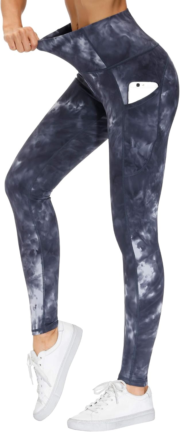 THE GYM PEOPLE Women’s Thick High Waist Yoga Pants Workout Leggings | Tummy Control, Deep Side Pockets, Squat-proof, hidden waistband pocket, Flatlock Seams, Running, Yoga, Workout, Athletic