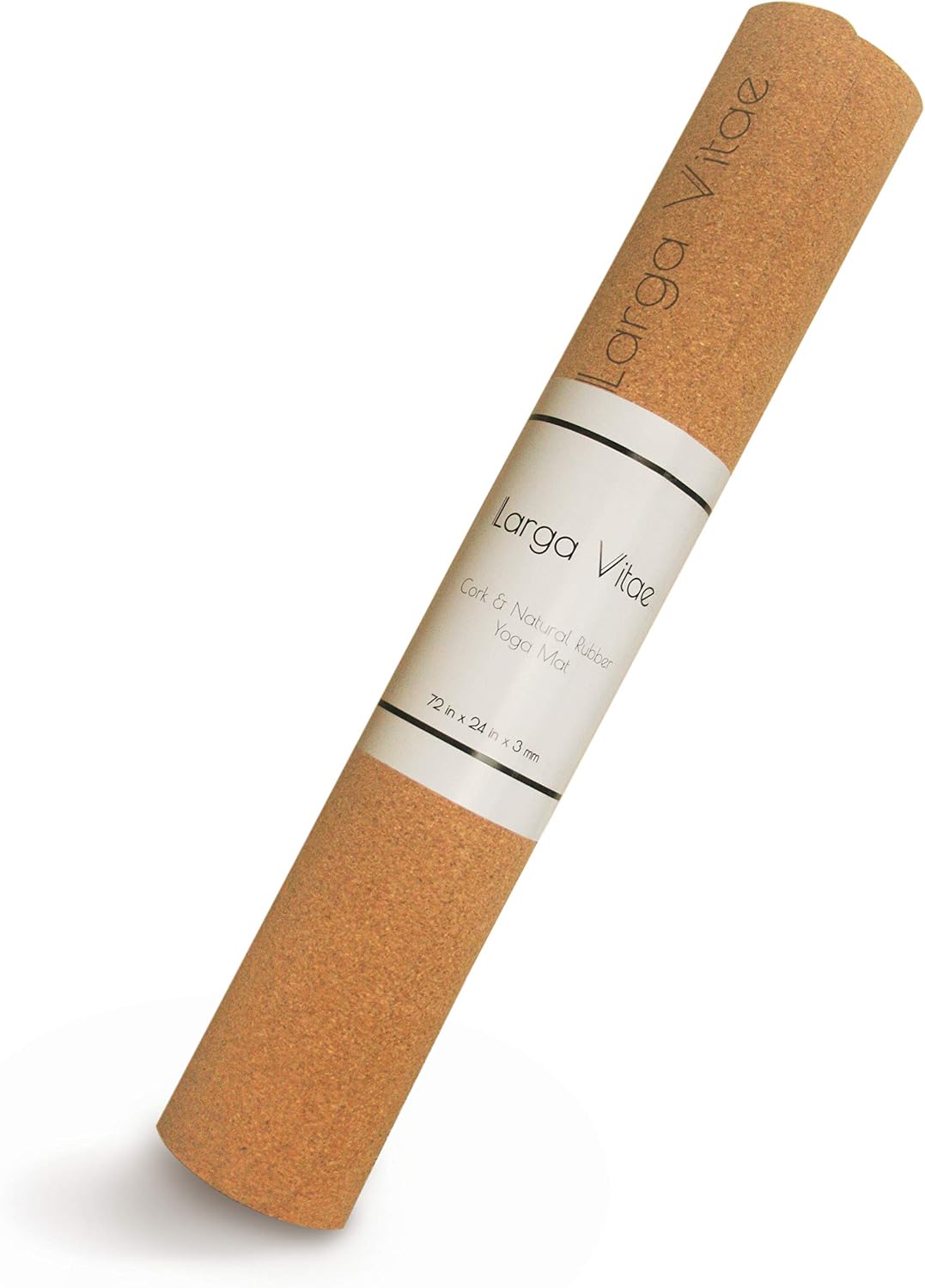 Cork & Natural Rubber Yoga Mat | Non-Slip Hot Yoga Mat | Non-Toxic, TPE-Free, PVC-Free | Eco-Friendly, Sustainable | 72” x 24” x 3mm | Cotton Hemp Strap Included