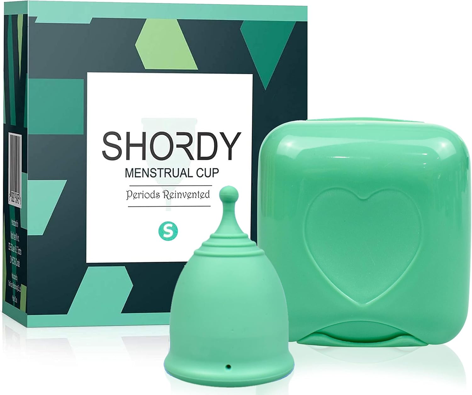 SHORDY Small Menstrual Cup – First Time Users, Sports, Active Flow (Green) | Soft Silicone Period Cup with Mini Box, Tampon & Disc Alternative, Up To 12-Hour Leak-Free Comfort, Copa Menstrual