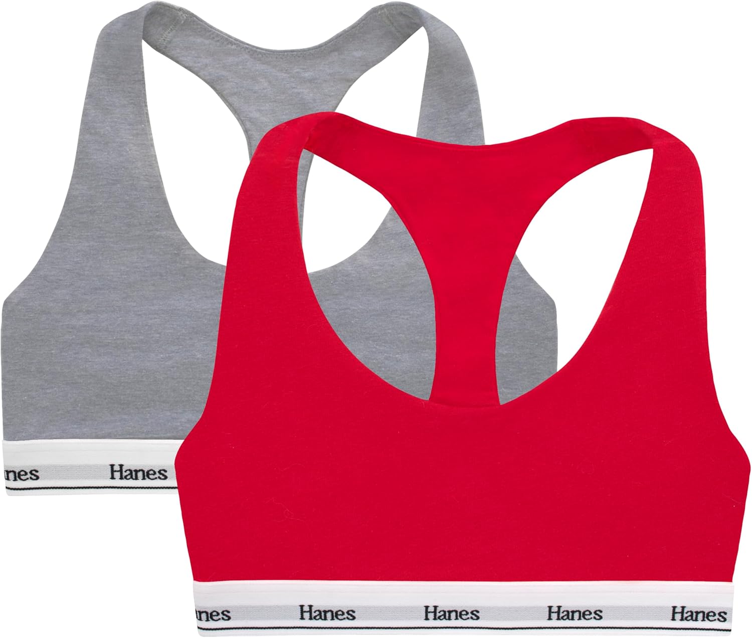 Hanes Women’s Originals Racerback Bralette Pack, Breathable Stretch Cotton Bras, 2-Pack