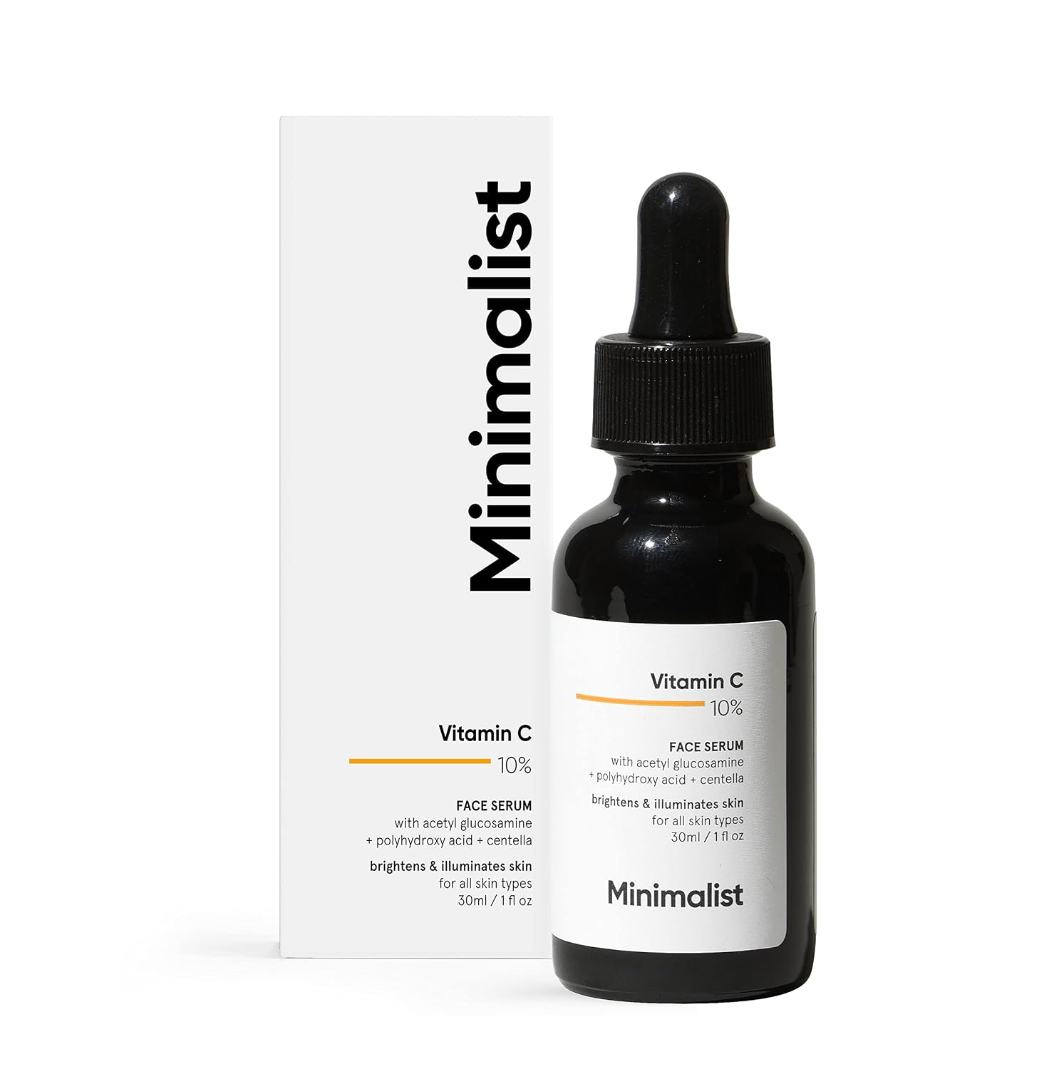 Minimalist 10% Advanced Vitamin C Serum for Glowing Skin | Brightening & Visible Reduces Dark Spots | For Uneven Skin Tone, Dullness | Daily Face Serum (Stable Vitamin C) | 30ml/1 FL Oz
