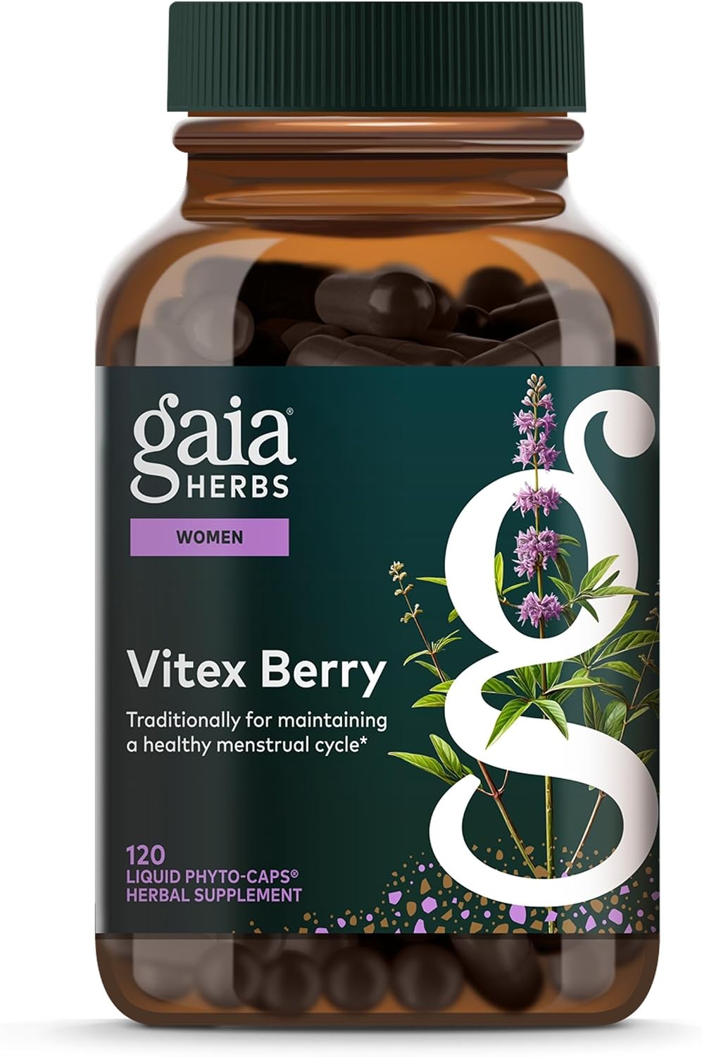 Gaia Herbs Vitex Berry 1000 mg, 120 Vegan Capsules, 60 Servings | Vitex Organic Chasteberry Traditionally Used to Support Hormone Balance for Women & Healthy Menstrual Cycle