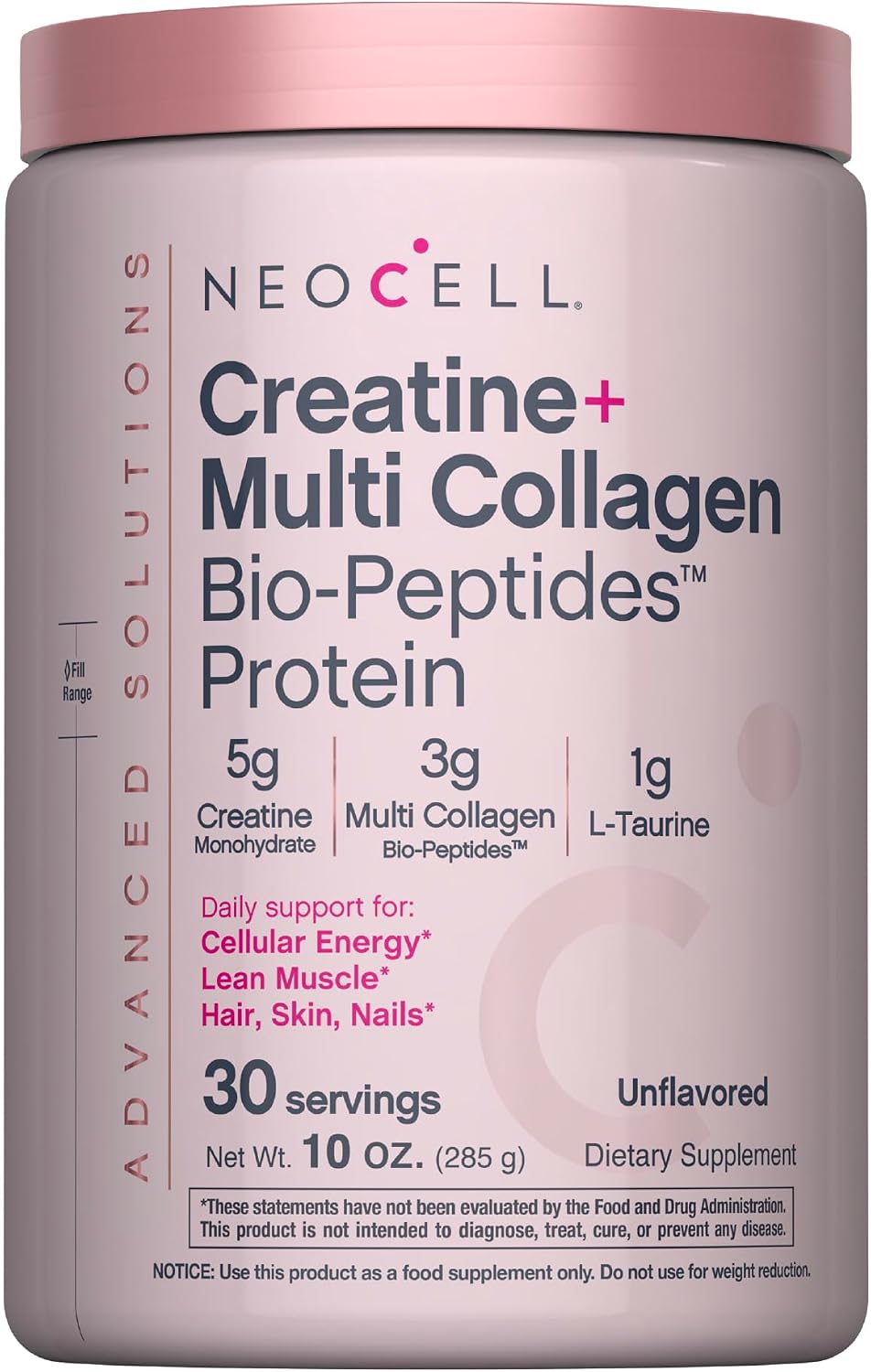 NeoCell Creatine Monohydrate Powder | 10 oz | with Multi Collagen Peptides