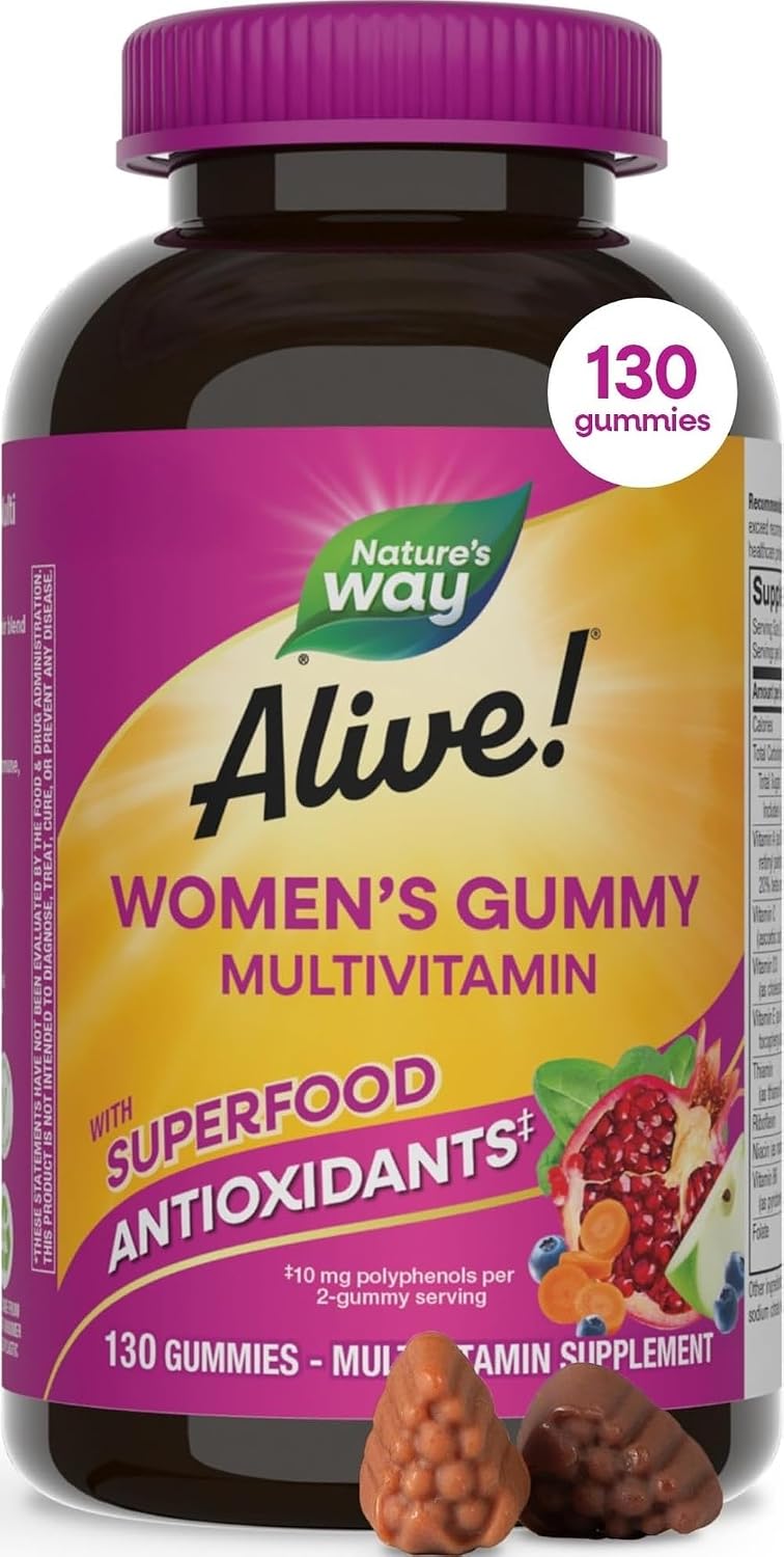 Nature’s Way Alive! Women’s Multivitamin Gummy, Vitamins A, C, D3, E, 130ct